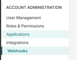Account Administration menu with Applications highlighted